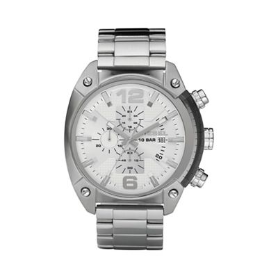 Men's 'Overflow' silver dial & bracelet watch dz4203